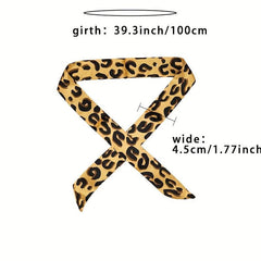 Leopard Neckerchief Long Ribbon Skinny Scarf Headband Hair Ribbon