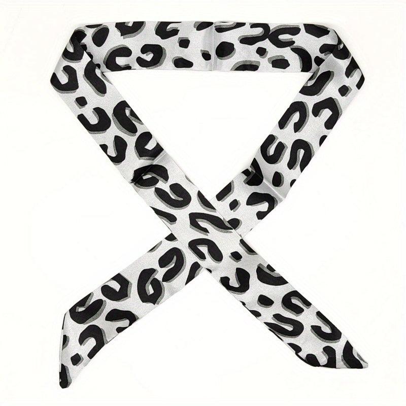 Leopard Neckerchief Long Ribbon Skinny Scarf Headband Hair Ribbon