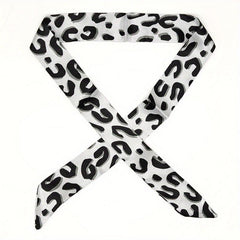 Leopard Neckerchief Long Ribbon Skinny Scarf Headband Hair Ribbon