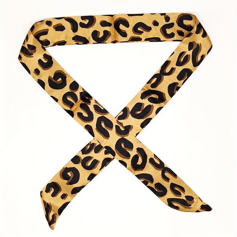 Leopard Neckerchief Long Ribbon Skinny Scarf Headband Hair Ribbon