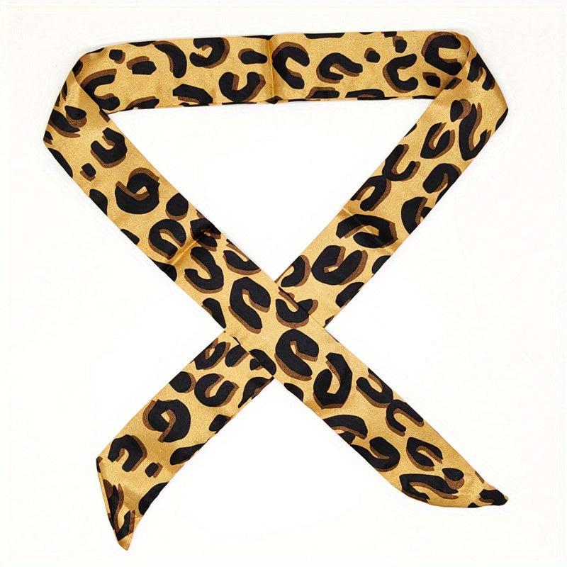 Leopard Neckerchief Long Ribbon Skinny Scarf Headband Hair Ribbon