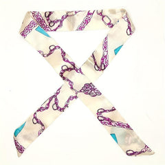 2pcs Chain Print Twilly Scarf Ribbon Neckerchief