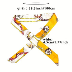 2pcs Chain Print Twilly Scarf Ribbon Neckerchief