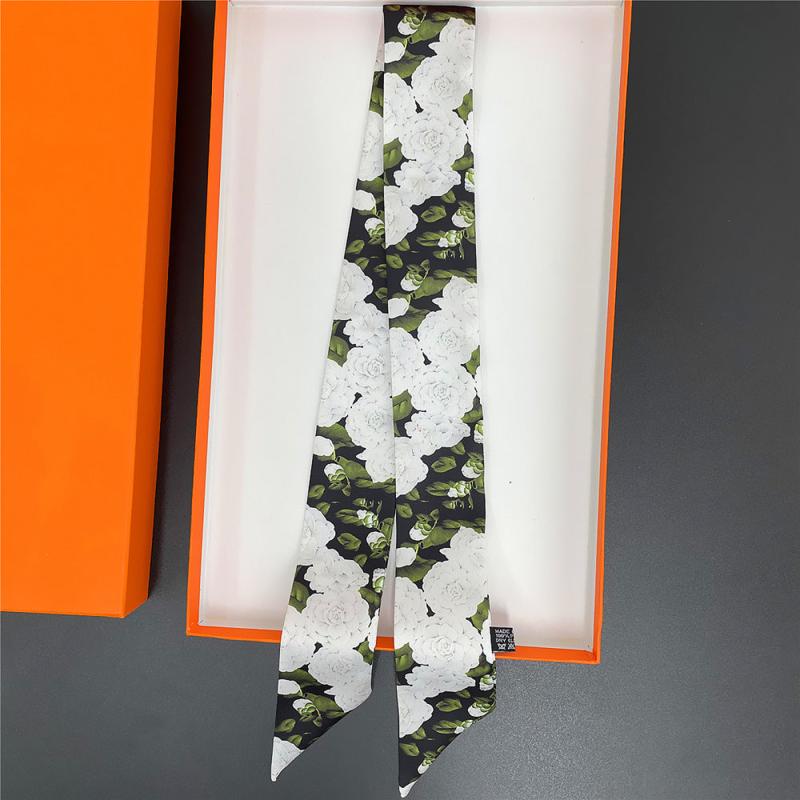 Rose Flower Neckerchief Long Ribbon Skinny Scarf Headband Sash