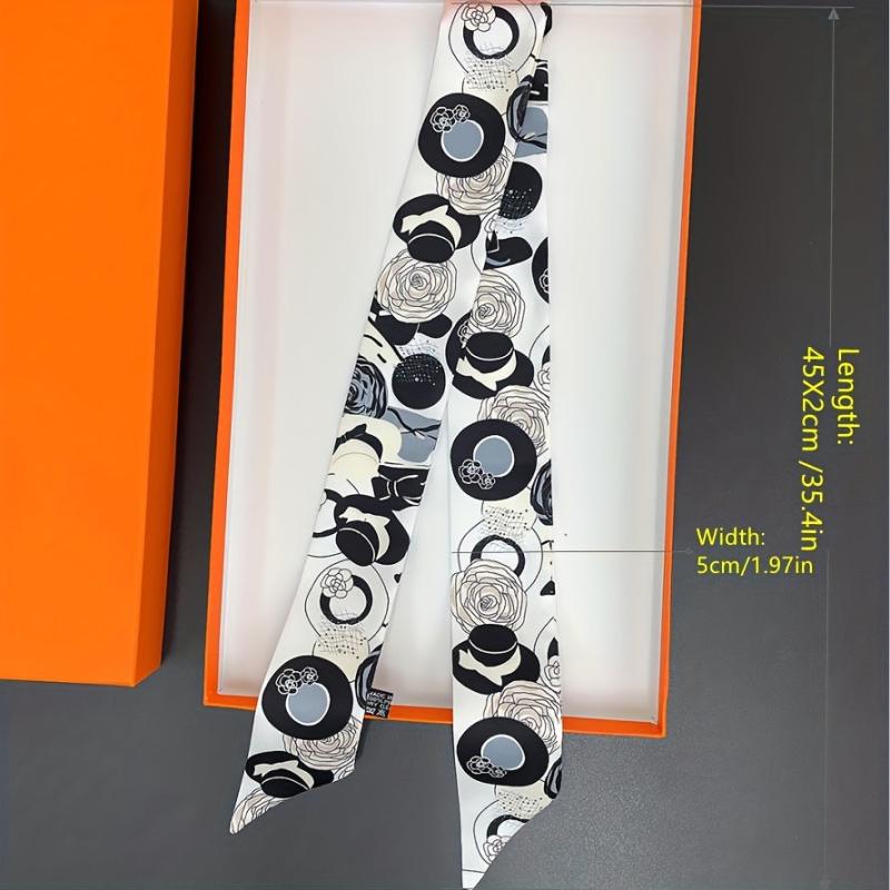 Rose Flower Neckerchief Long Ribbon Skinny Scarf Headband Sash