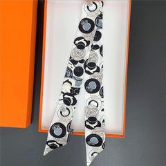 Rose Flower Neckerchief Long Ribbon Skinny Scarf Headband Sash