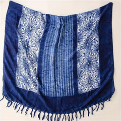 Geometric Print Scarf Vintage Tie Dye Tassel Shawl Boho Hijab Women
