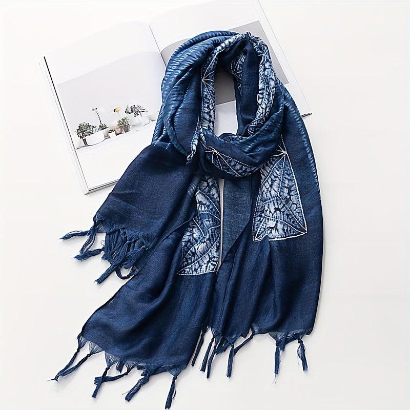 Geometric Print Scarf Vintage Tie Dye Tassel Shawl Boho Hijab Women