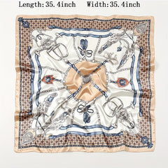 Vintage Thin Pattern Print Scarf Large Silk Square Scarf Bandana Satin Shawl