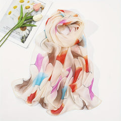 Colorful Ginkgo Leaf Print Scarf Hijab Shawl Windproof Head Wraps Bandana