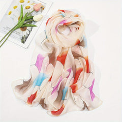 Colorful Ginkgo Leaf Print Scarf Hijab Shawl Windproof Head Wraps Bandana