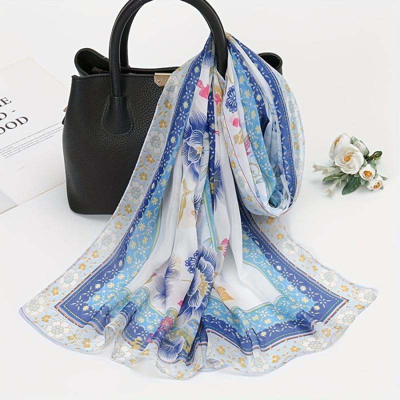 Colorful Floral Bohemia Scarf Thin Shawl Outdoor Sunscreen Head Wrap