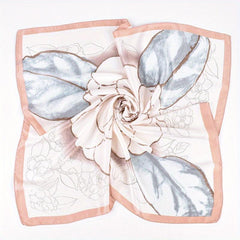 Camellia Print Bandana Silk Square Scarf Satin Shawl Neckerchief
