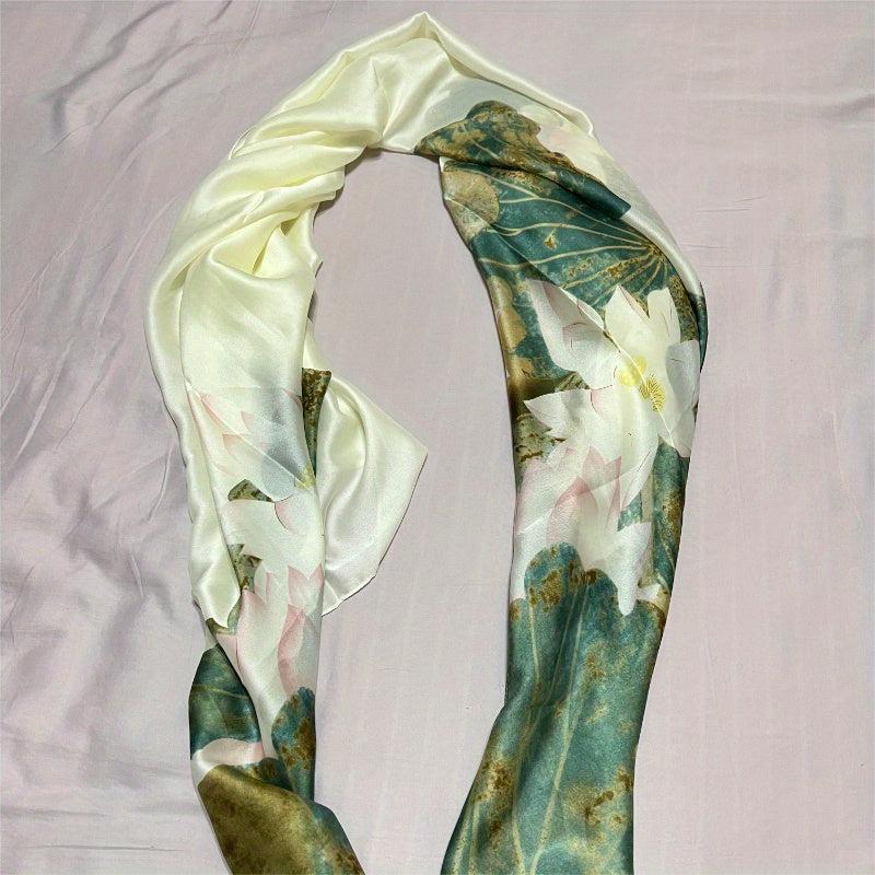 Satin Scarf Silk Shawl Head Wrap Hijab Sunscreen Beach Towel