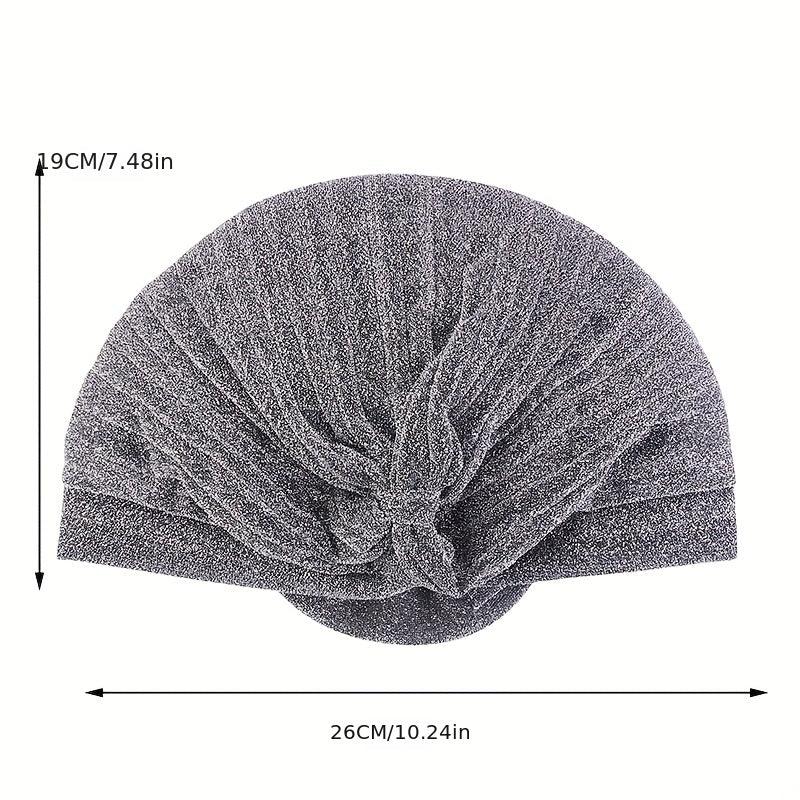 Silvery Glitter Flower Turban Cap Ramadan Headwrap Head Scarf Hijab Hats