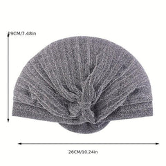 Silvery Glitter Flower Turban Cap Ramadan Headwrap Head Scarf Hijab Hats