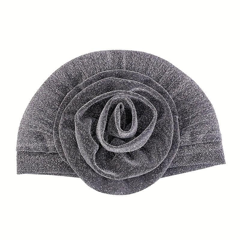 Silvery Glitter Flower Turban Cap Ramadan Headwrap Head Scarf Hijab Hats