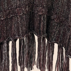 Wine Red Ribbed Knitted Cape Tassel Shawl Warm Pullover Cardigan