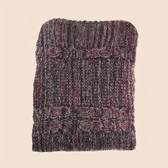 Wine Red Ribbed Knitted Cape Tassel Shawl Warm Pullover Cardigan
