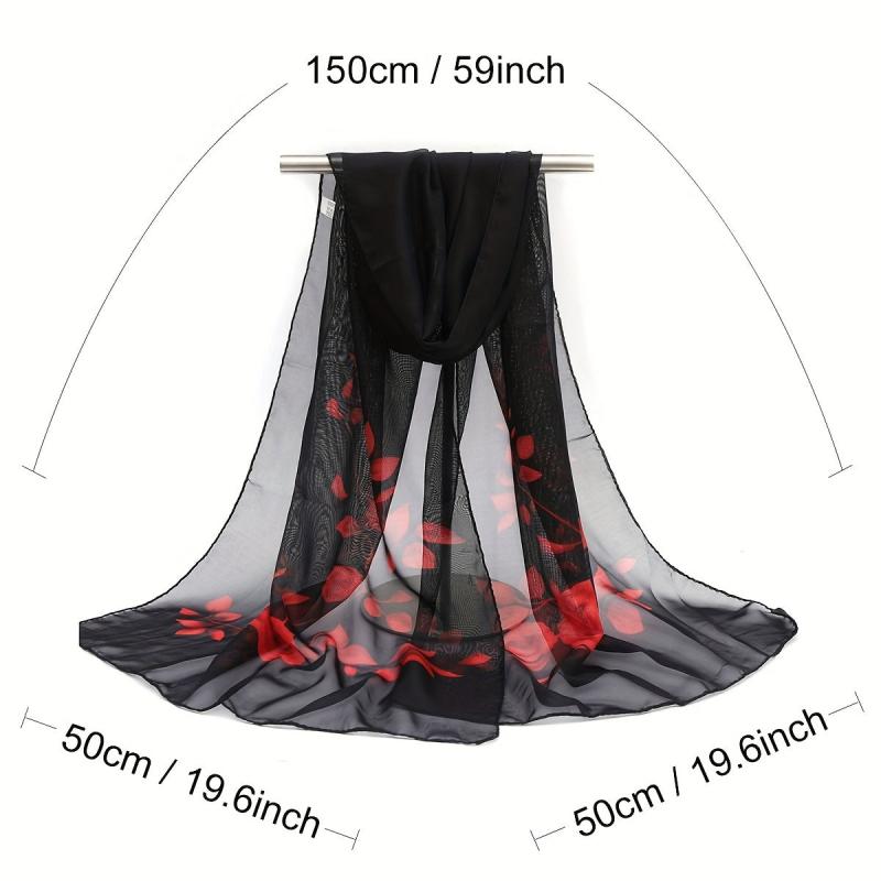 Leaf Print Chiffon Scarf Solid Shawl Travel Beach Towel
