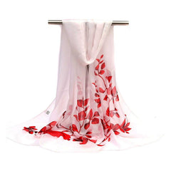 Leaf Print Chiffon Scarf Solid Shawl Travel Beach Towel