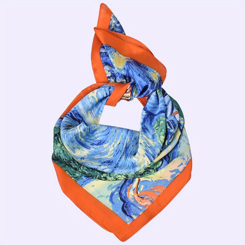 Vintage Style Square Scarf Silky Satin Sunscreen Headband