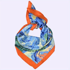 Vintage Style Square Scarf Silky Satin Sunscreen Headband