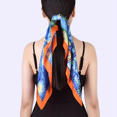 Vintage Style Square Scarf Silky Satin Sunscreen Headband