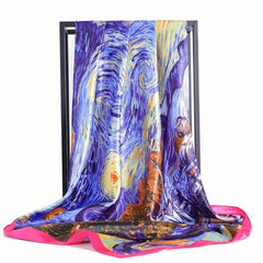 Vintage Style Square Scarf Silky Satin Sunscreen Headband