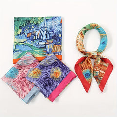 Vintage Style Square Scarf Silky Satin Sunscreen Headband