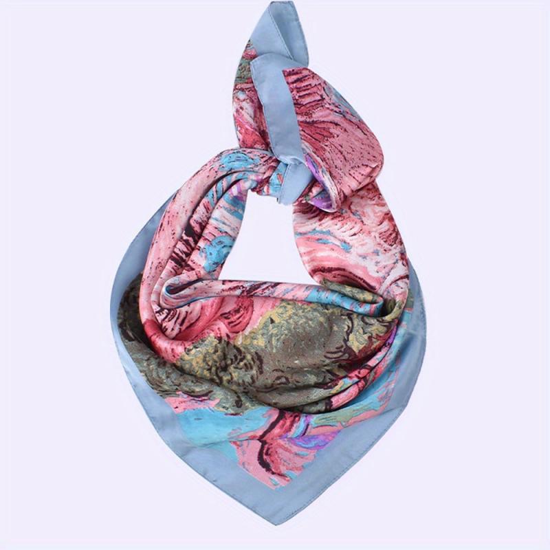 Vintage Style Square Scarf Silky Satin Sunscreen Headband