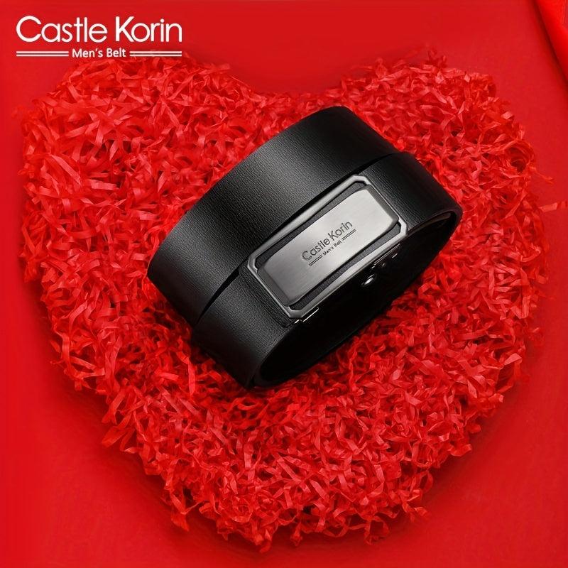 Men's Leather Inner Wear Belt Auto Buckle Casual 47.24in Length
