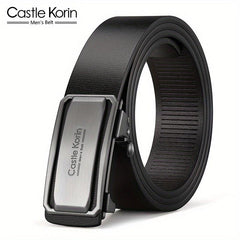 Men's Leather Inner Wear Belt Auto Buckle Casual 47.24in Length