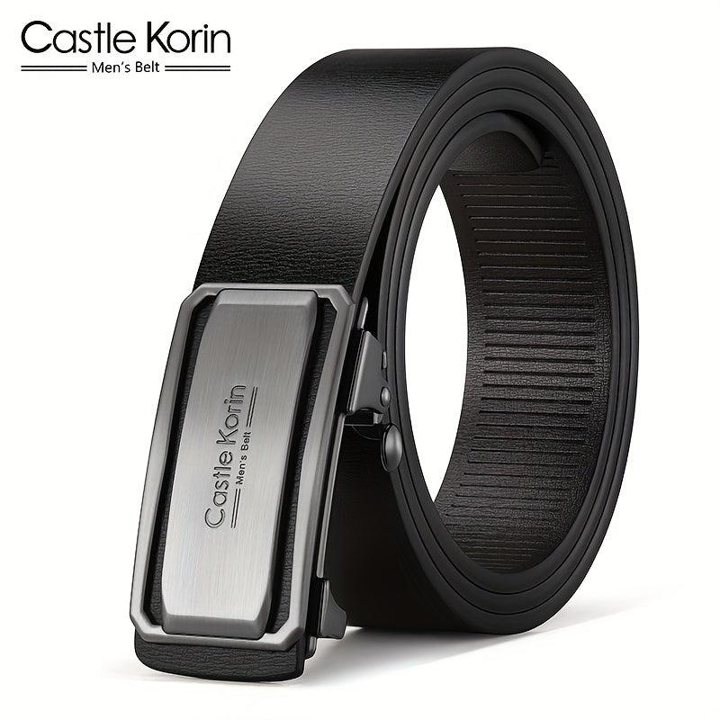 Men's Leather Inner Wear Belt Auto Buckle Casual 47.24in Length