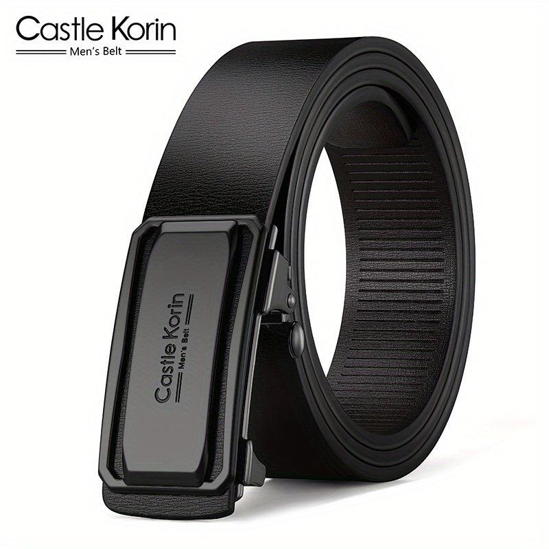 Men's Leather Inner Wear Belt Auto Buckle Casual 47.24in Length