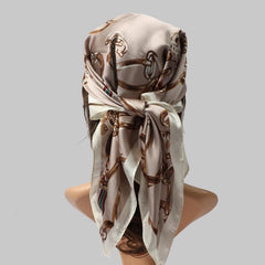 70 Square Scarf Vintage Chain Print Bandana Neckerchief Classic Head Wraps