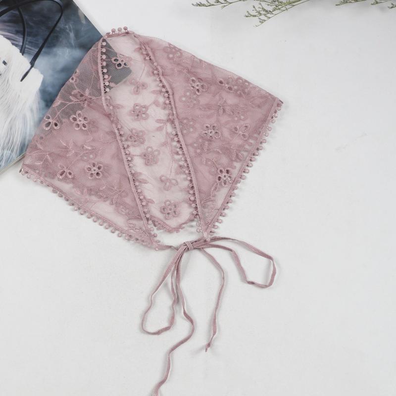 Floral Embroidery Triangle Scarf Lace Hollow Out Head Covering Bandana Neckerchi