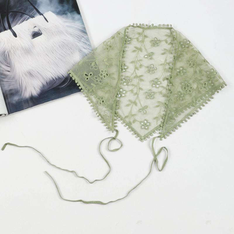 Floral Embroidery Triangle Scarf Lace Hollow Out Head Covering Bandana Neckerchi