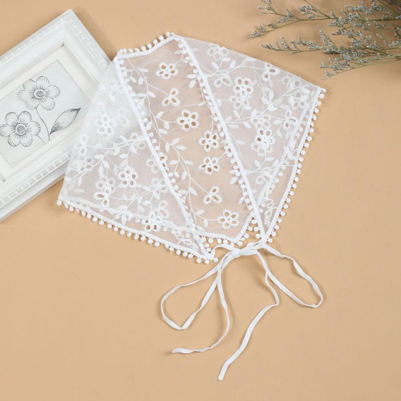 Floral Embroidery Triangle Scarf Lace Hollow Out Head Covering Bandana Neckerchi