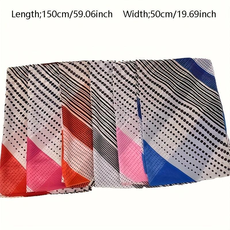 Thin Chiffon Scarf Polka Dot Stripe Print Block Shawl Casual Head Wrap