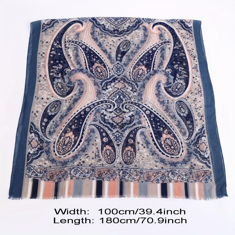 Paisley Print Scarf Vintage Shawl Women Frayed Edge