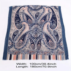 Paisley Print Scarf Vintage Shawl Women Frayed Edge