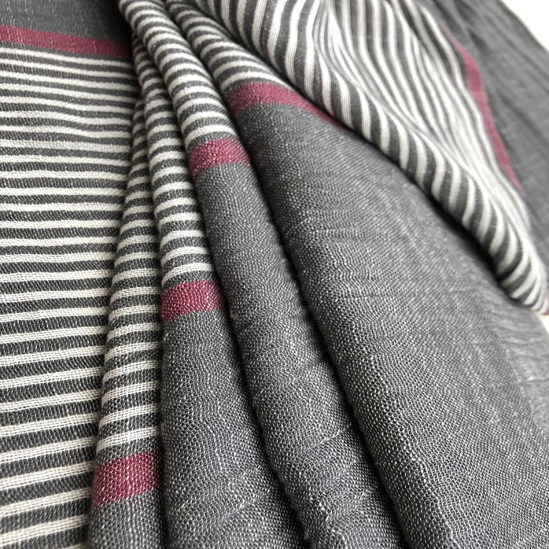 Classic Grey Striped Scarf Bandana Hijab Coldproof Warm Vintage
