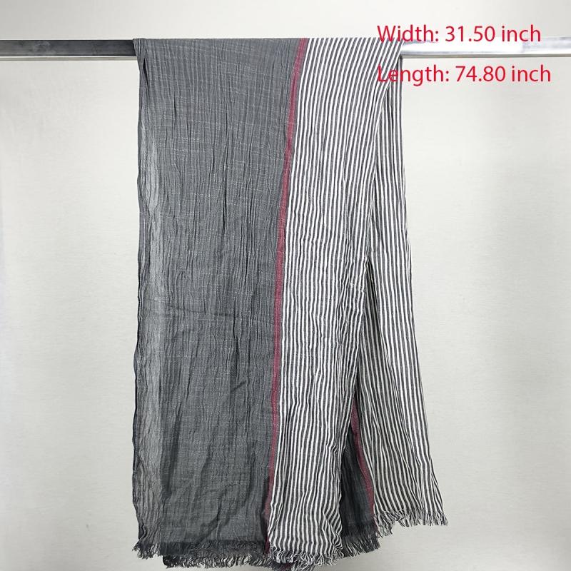 Classic Grey Striped Scarf Bandana Hijab Coldproof Warm Vintage