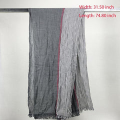 Classic Grey Striped Scarf Bandana Hijab Coldproof Warm Vintage