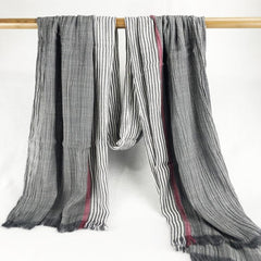 Classic Grey Striped Scarf Bandana Hijab Coldproof Warm Vintage