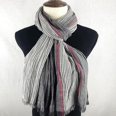 Classic Grey Striped Scarf Bandana Hijab Coldproof Warm Vintage