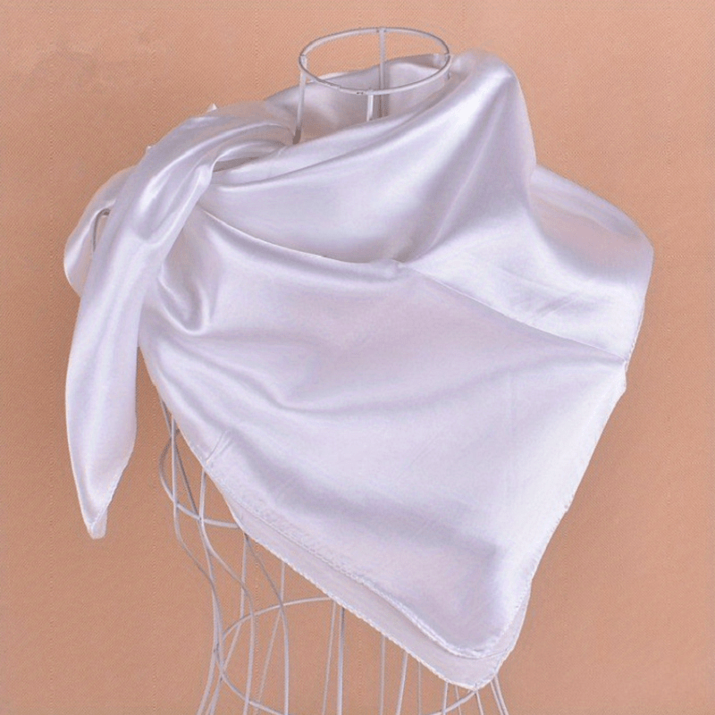 Solid Satin Large Bandana Silk Square Scarf Classic Windproof Shawl