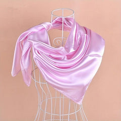 Solid Satin Large Bandana Silk Square Scarf Classic Windproof Shawl