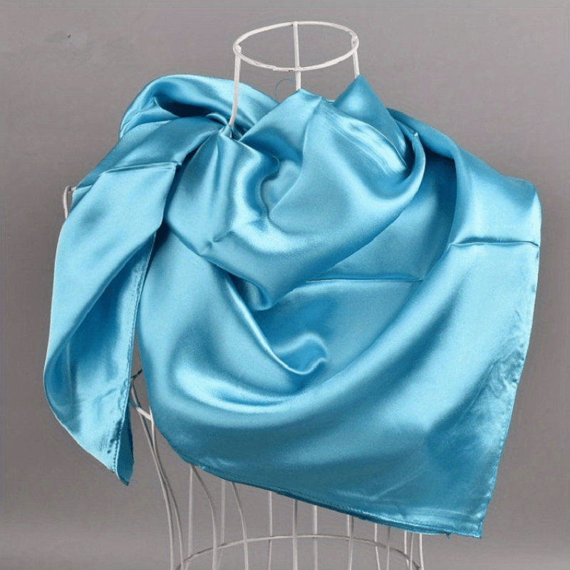 Solid Satin Large Bandana Silk Square Scarf Classic Windproof Shawl